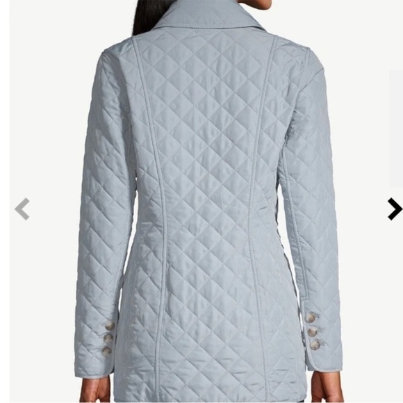 Chico’s NEW Women’s  Quilted Jacket Soft Blue Preppy Pastel Riding Classic - Picture 2 of 3